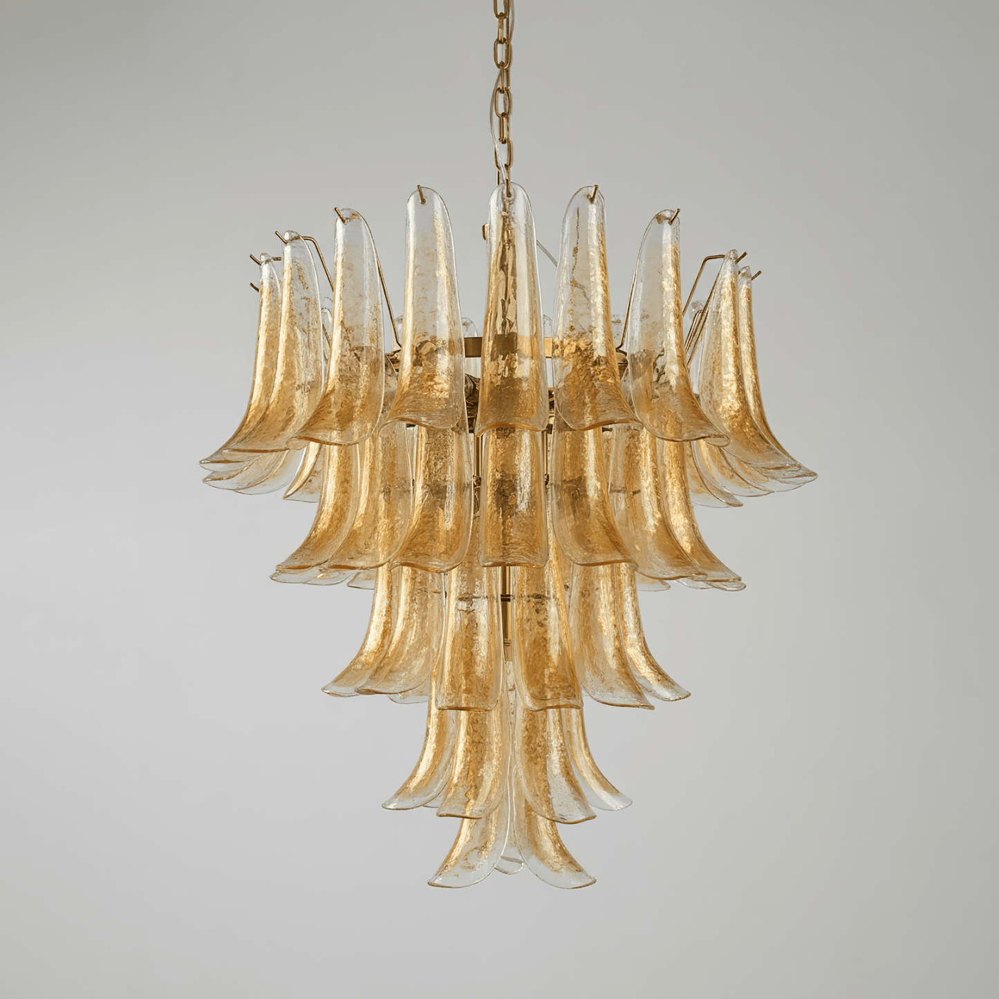 Amber Glass Petals Chandelier 26″