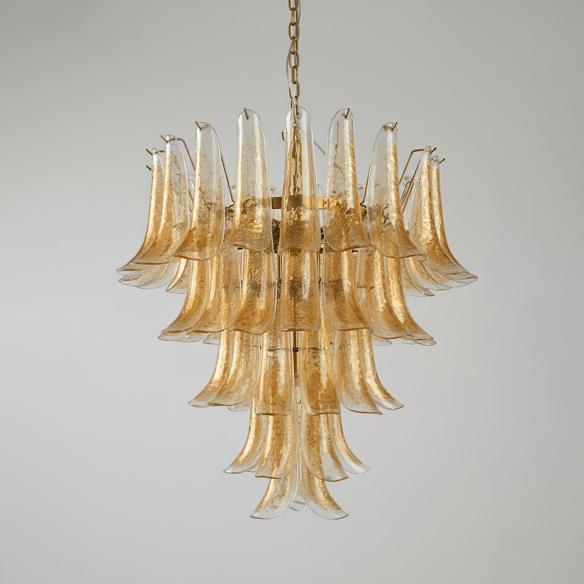 Amber Glass Petals Chandelier 26″