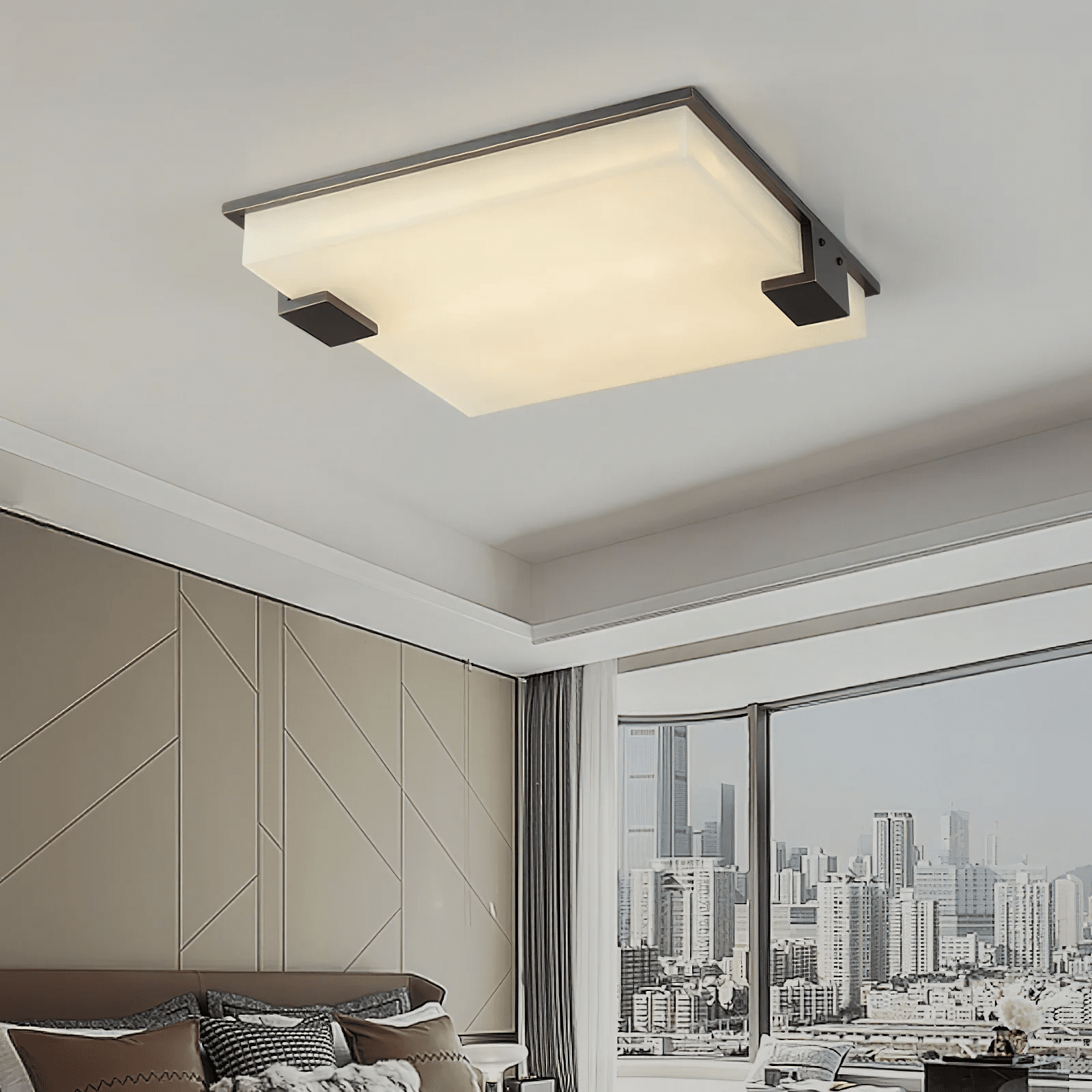 Square Alabaster Flush Mount