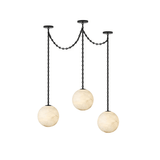 Industrial Alabaster Orb Chain Chandelier