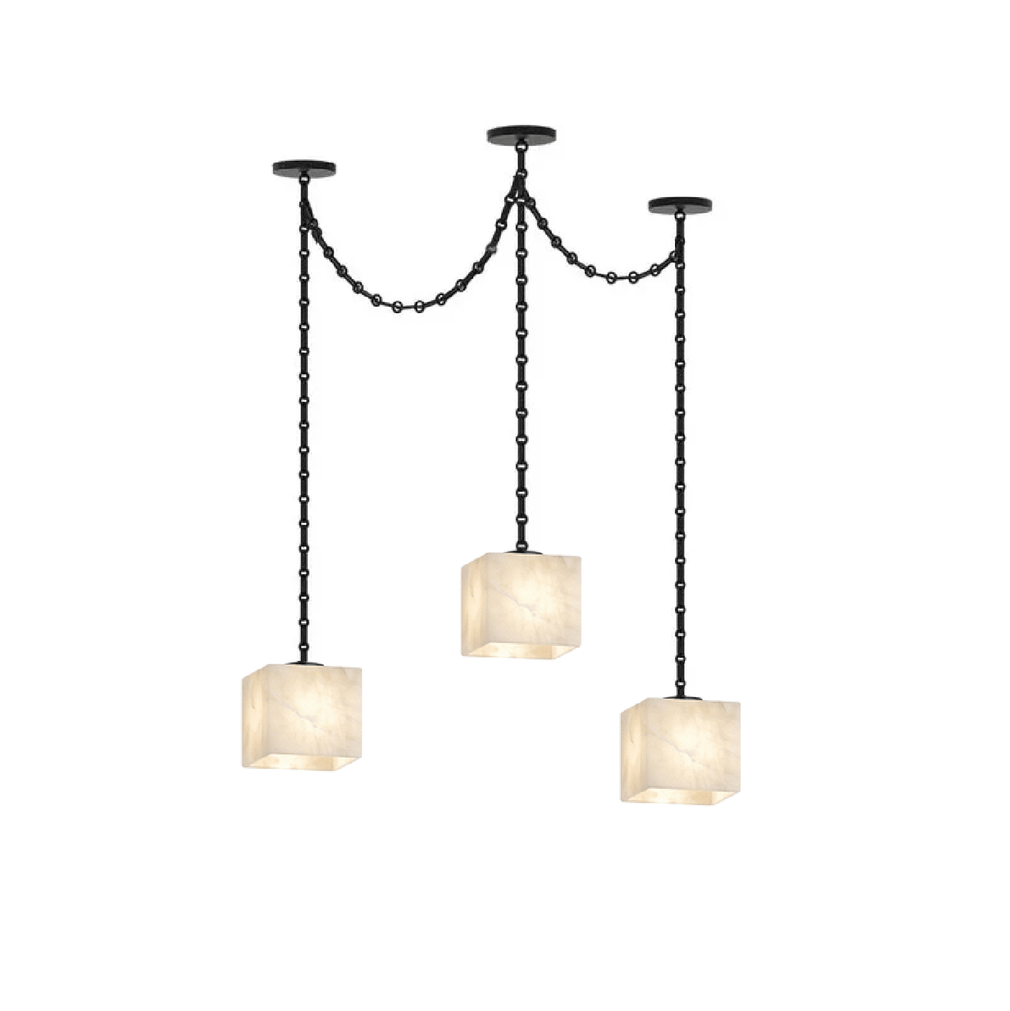 Cascade Chain Cube Alabaster Chandelier