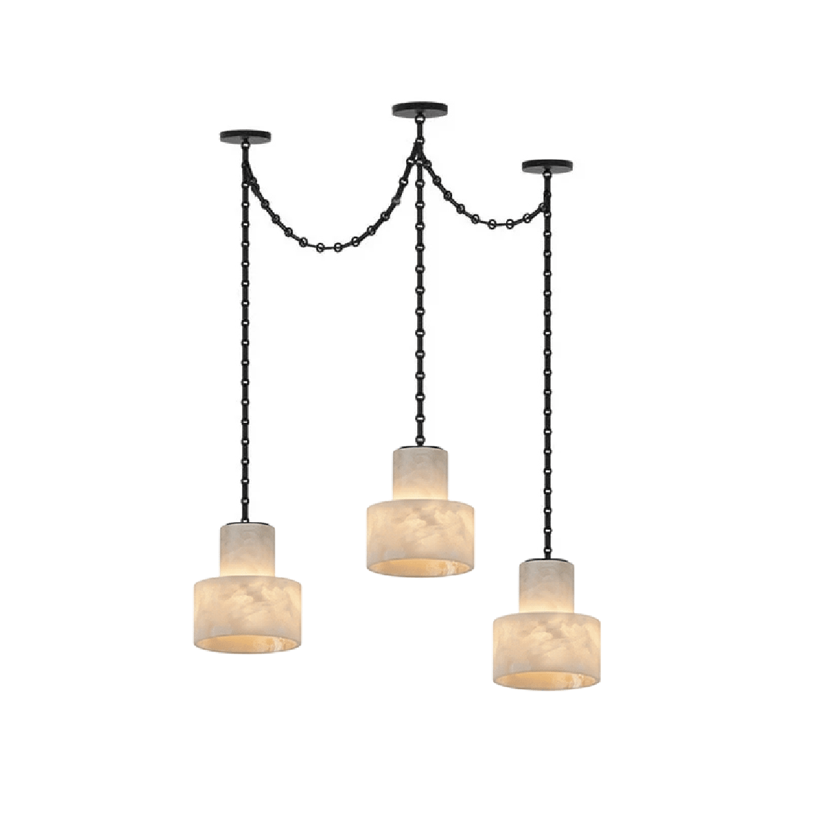 Multi-Tier Chain Drum Alabaster Pendant Lamp