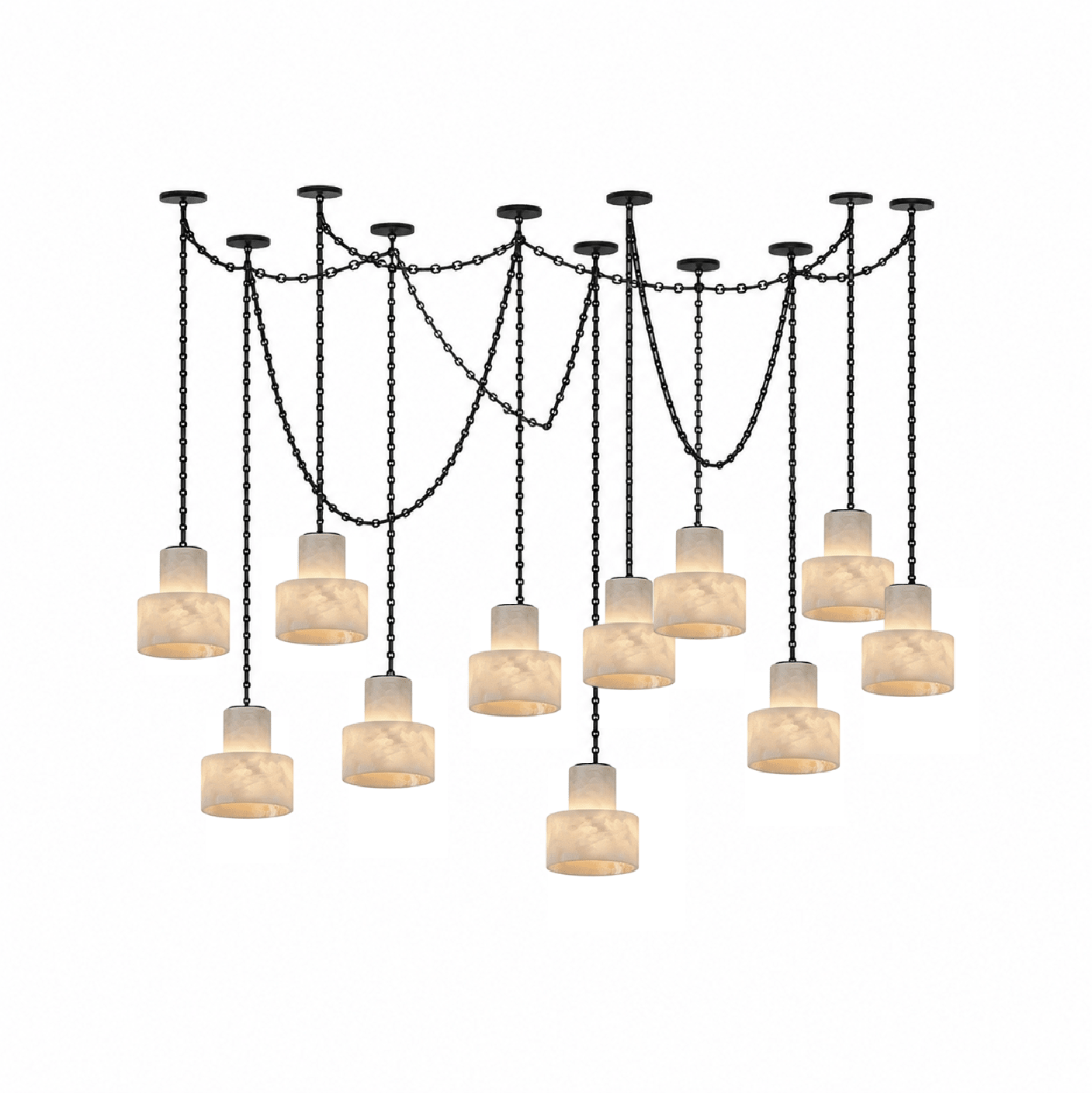 Multi-Tier Chain Drum Alabaster Pendant Lamp