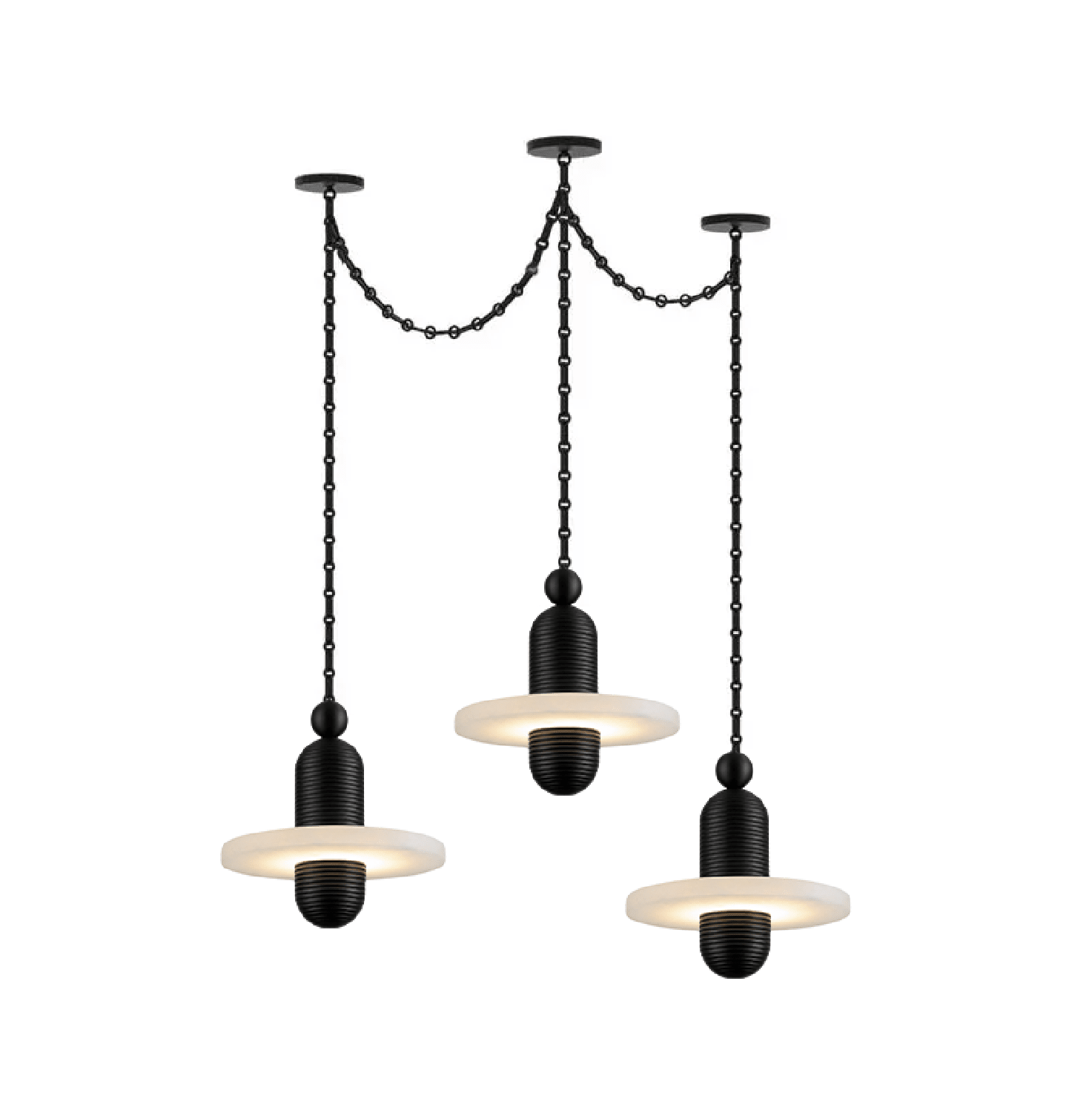 Orbital Drift Chain Alabaster Chandelier