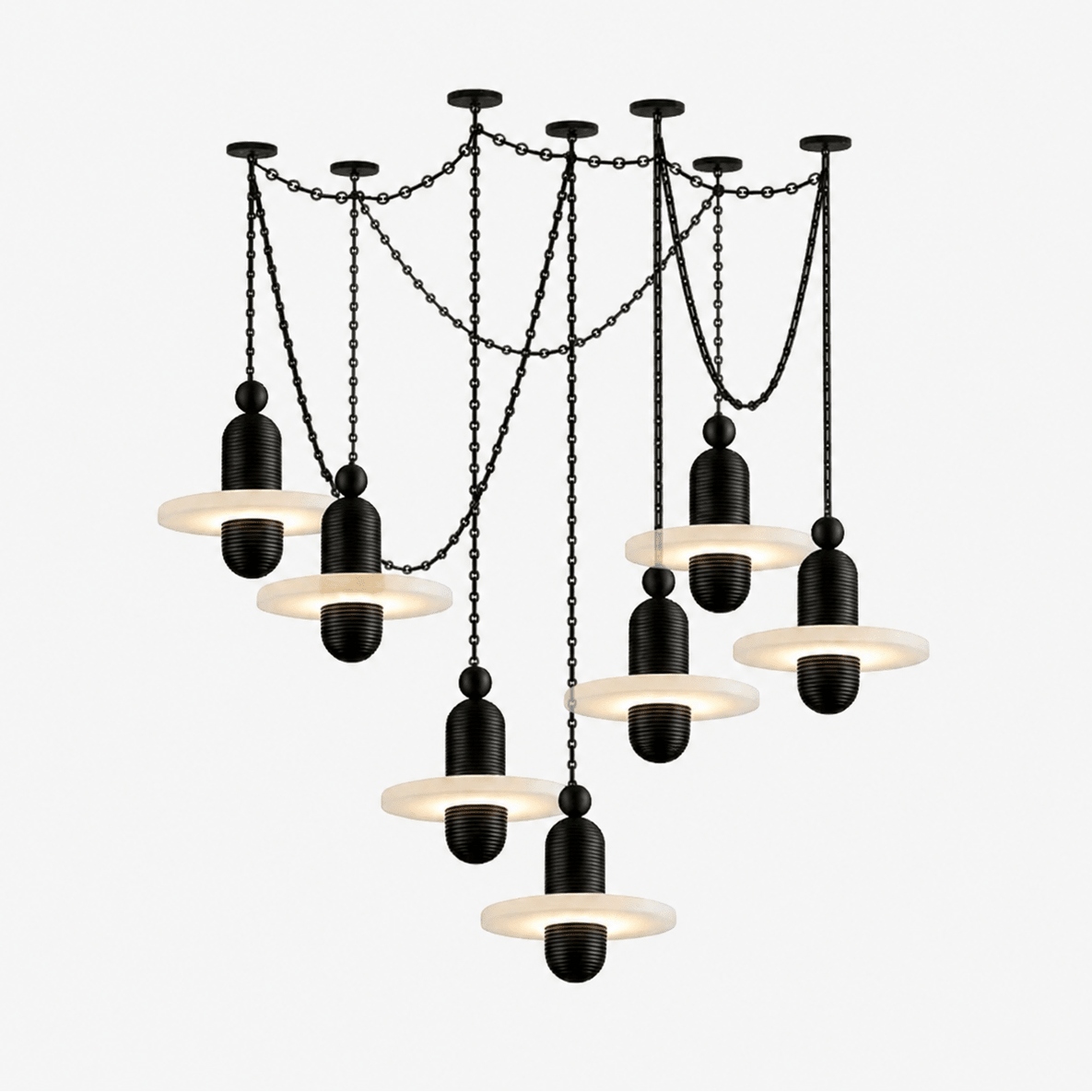 Orbital Drift Chain Alabaster Chandelier