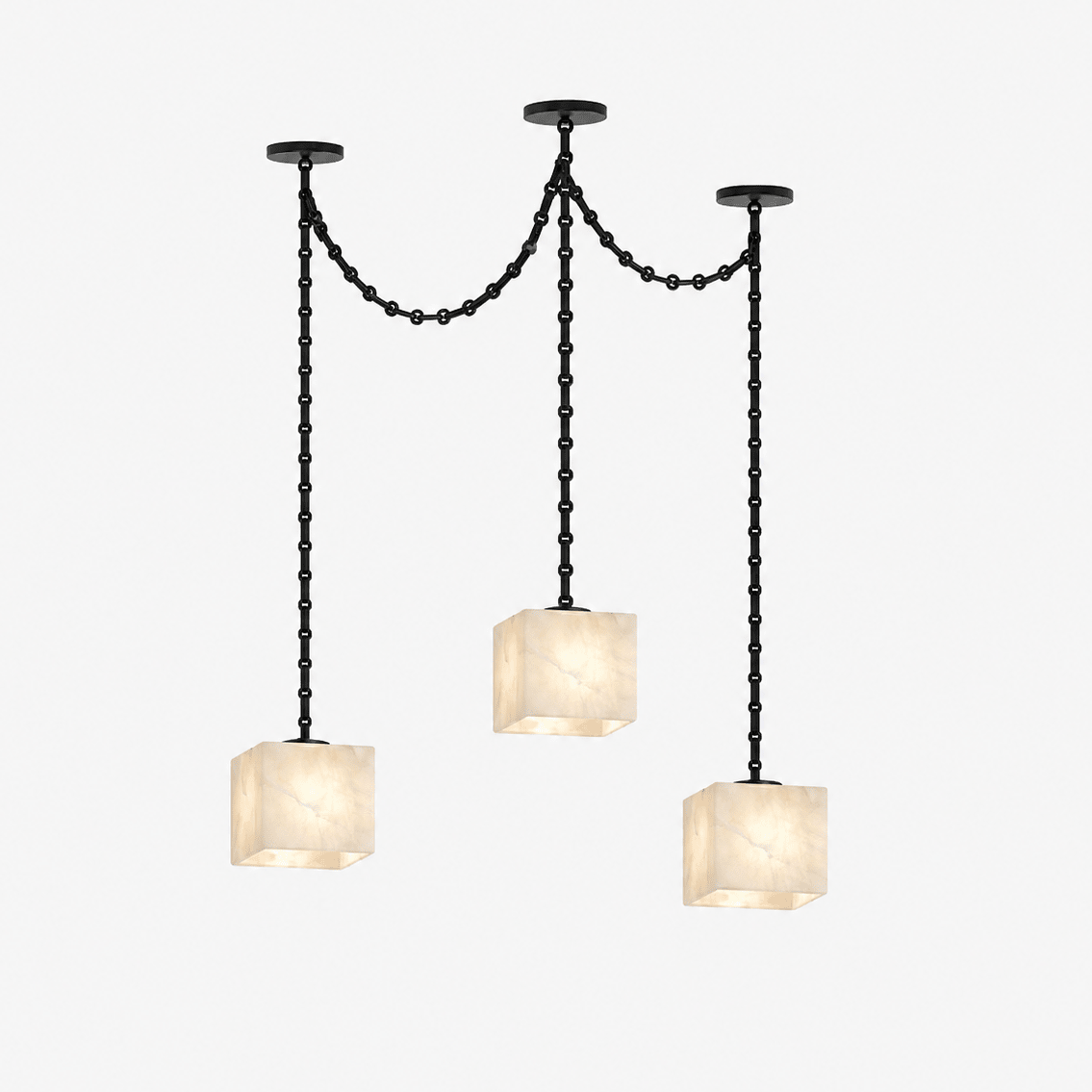 Cascade Chain Cube Alabaster Chandelier