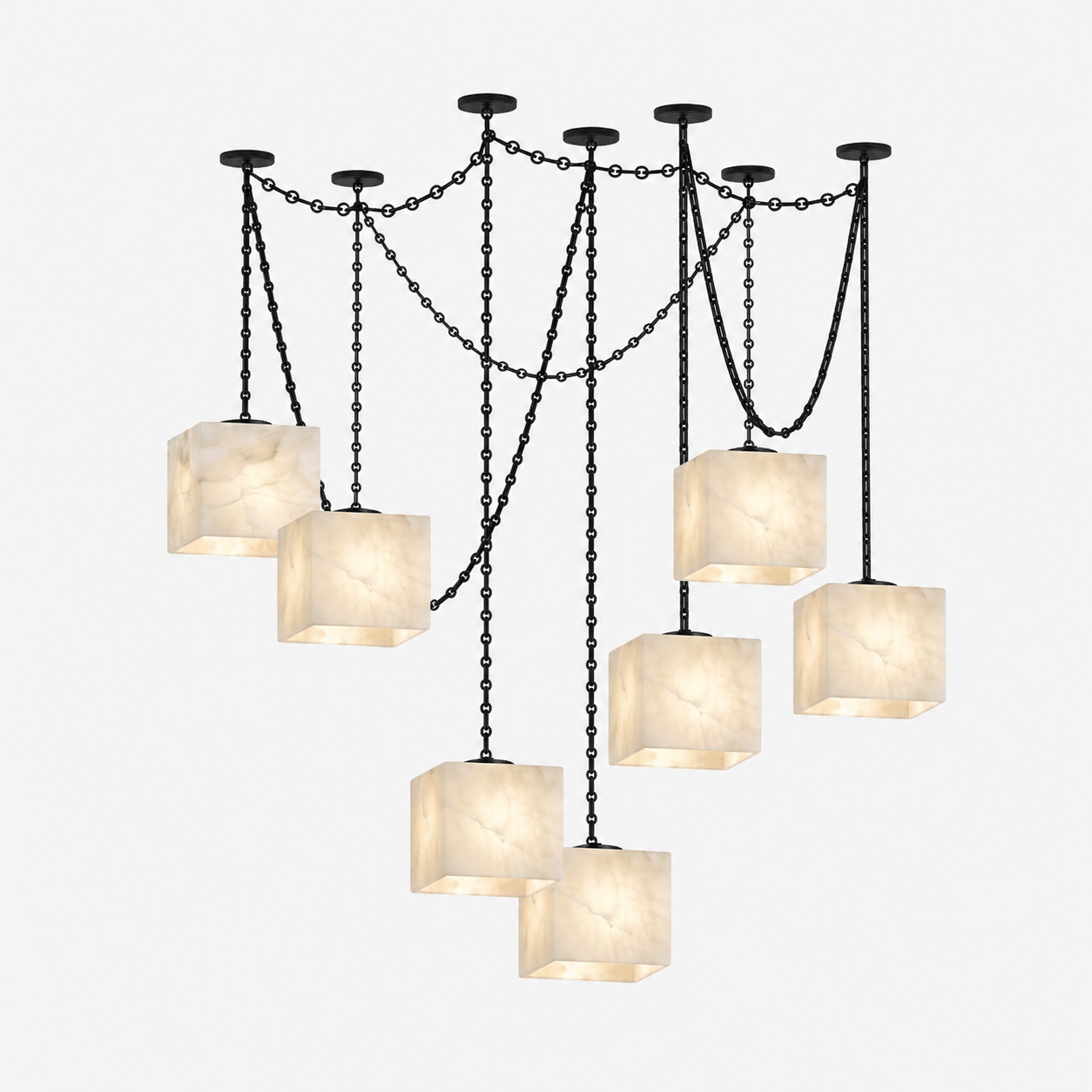 Cascade Chain Cube Alabaster Chandelier