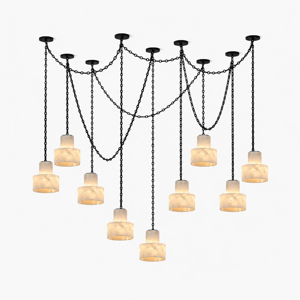 Multi-Tier Chain Drum Alabaster Pendant Lamp