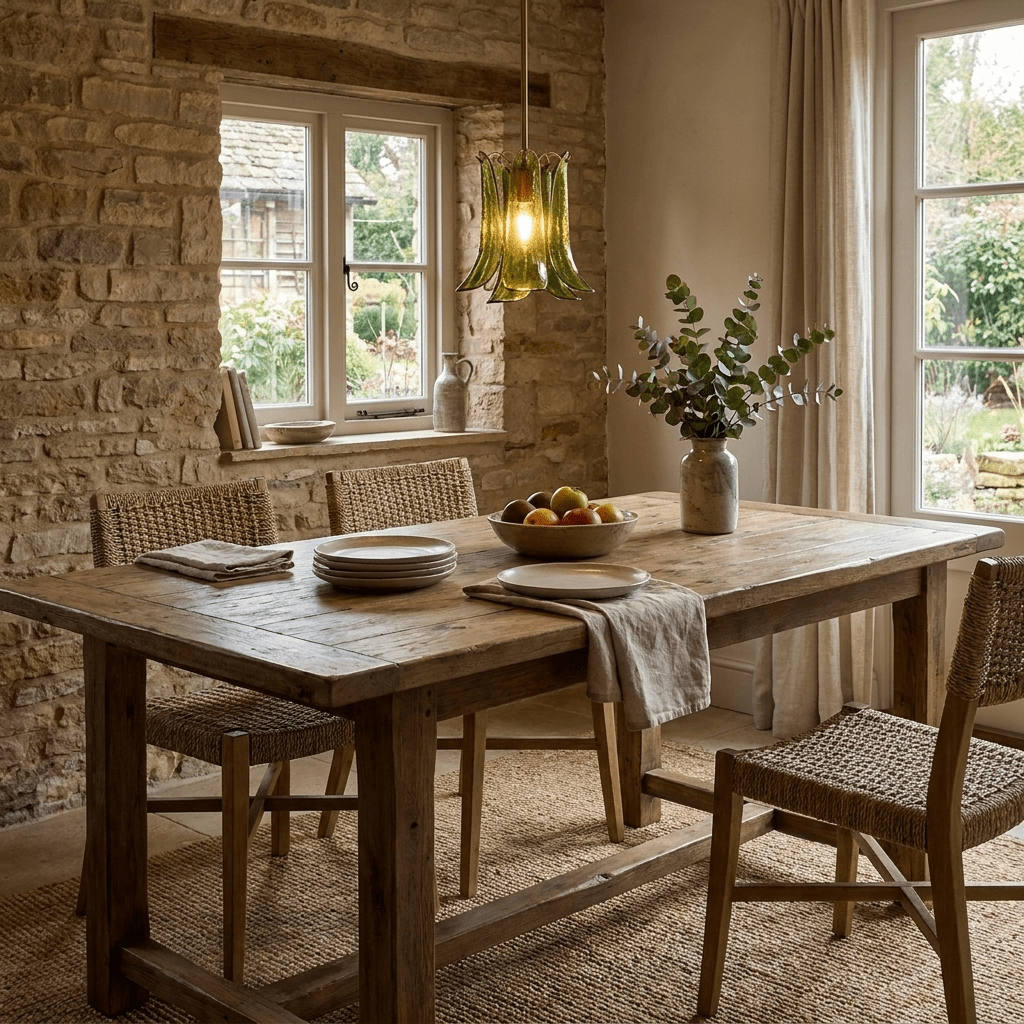 Olive Petal Glass Pendant Lamp