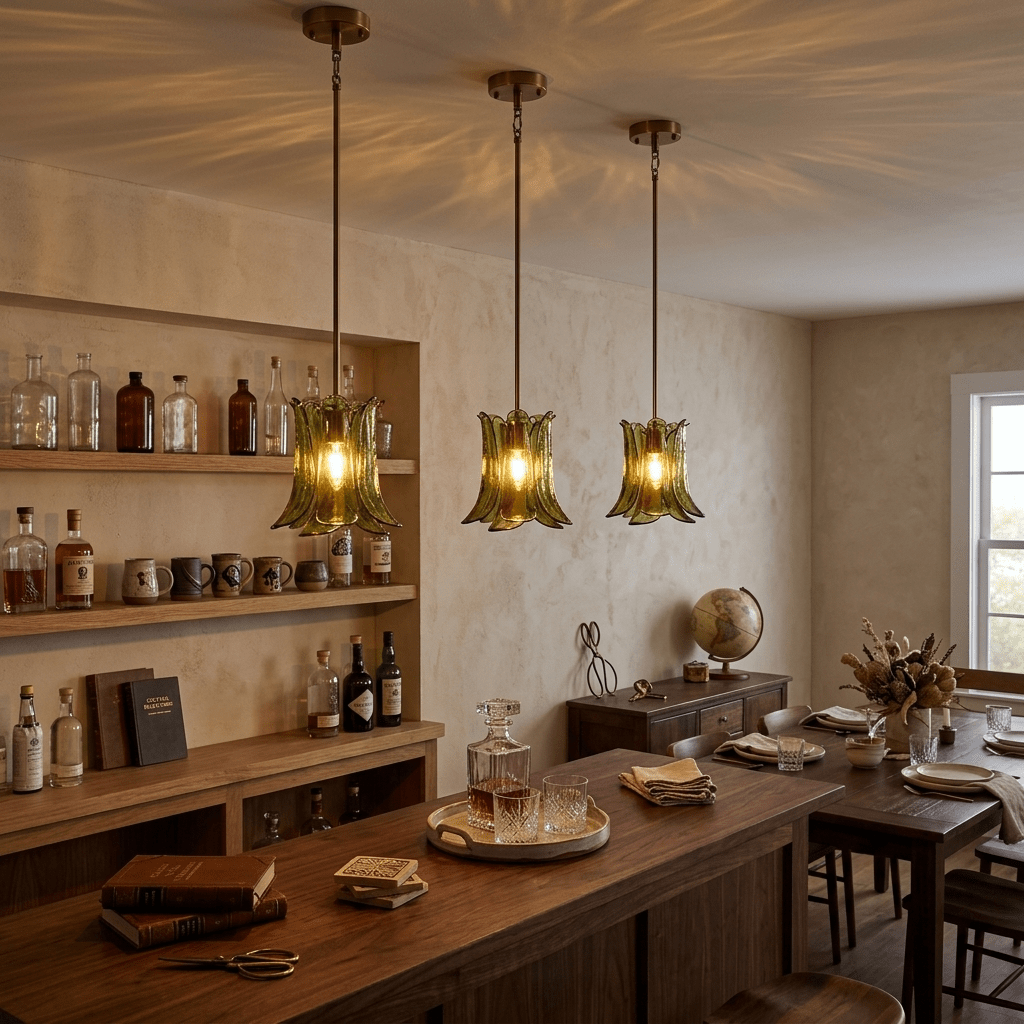 Olive Petal Glass Pendant Lamp