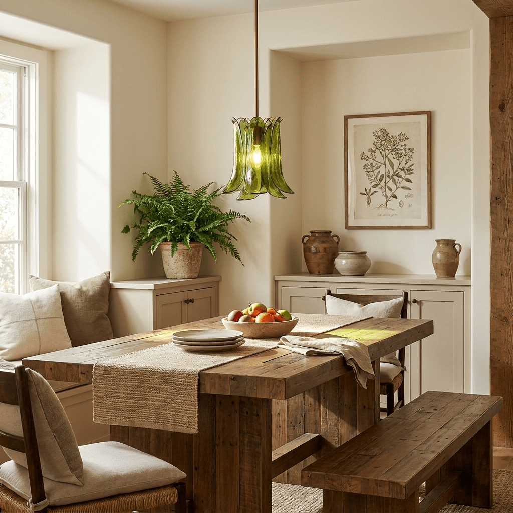 Olive Petal Glass Pendant Lamp