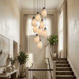 Faceted Alabaster Cluster Chandelier