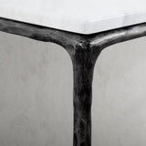 Hand-Forged Metal Mabrble Square Side Table 18" 22" Overhang O