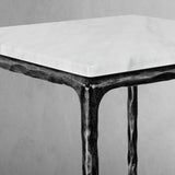 Hand-Forged Metal Mabrble Square Side Table 18" 22" Overhang O