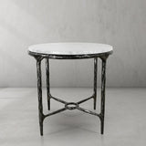 Hand Forged Metal Round Marble Side Table 18" 22"
