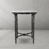 Hand Forged Metal Round Marble Side Table 18" 22"