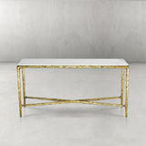 Hand Forged Metal Rectangle Marble Console Table 60" 72"