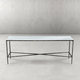 Hand Forged Metal Rectangle Marble Console Table 60" 72"
