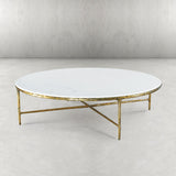 Hand-Forged Metal Marble Round Coffee Table 36" 55"