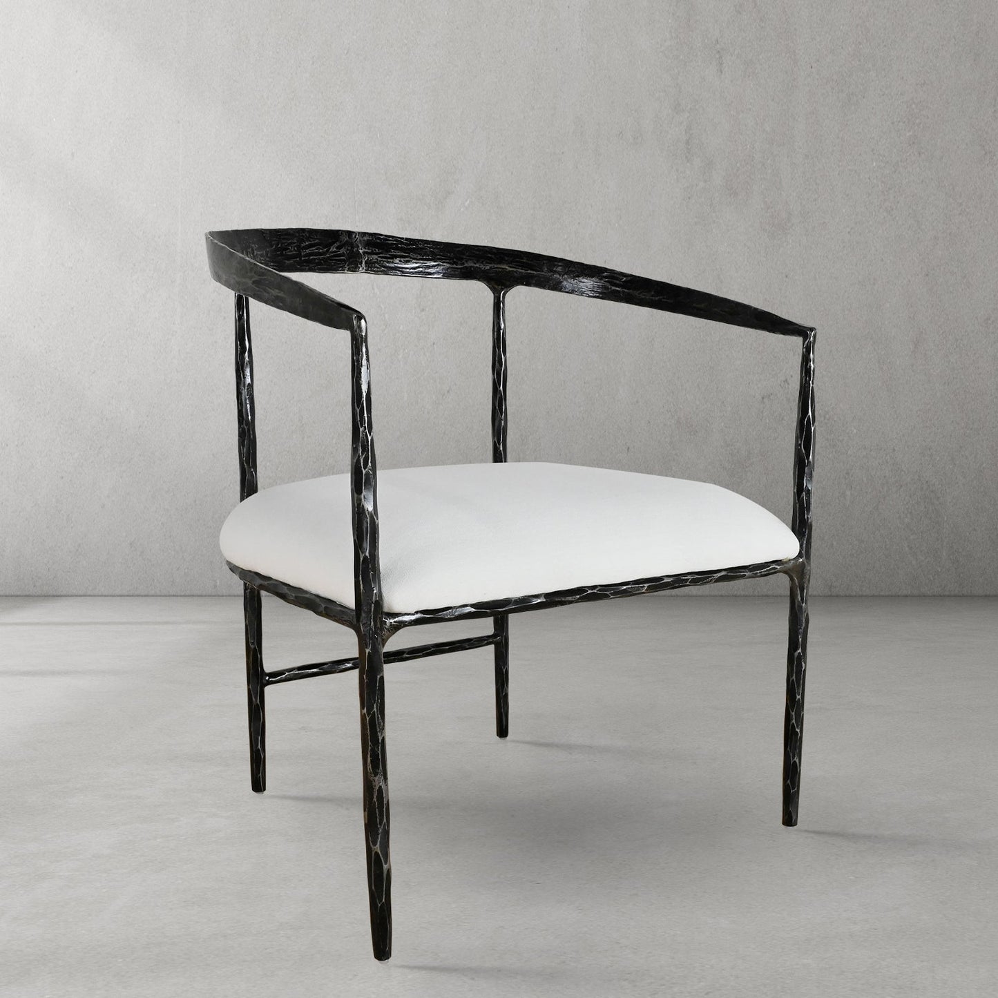 Hand-Forged Metal Curved Chair