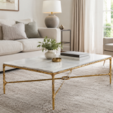 Hand Forged Metal Rectangle Marble Coffee Table