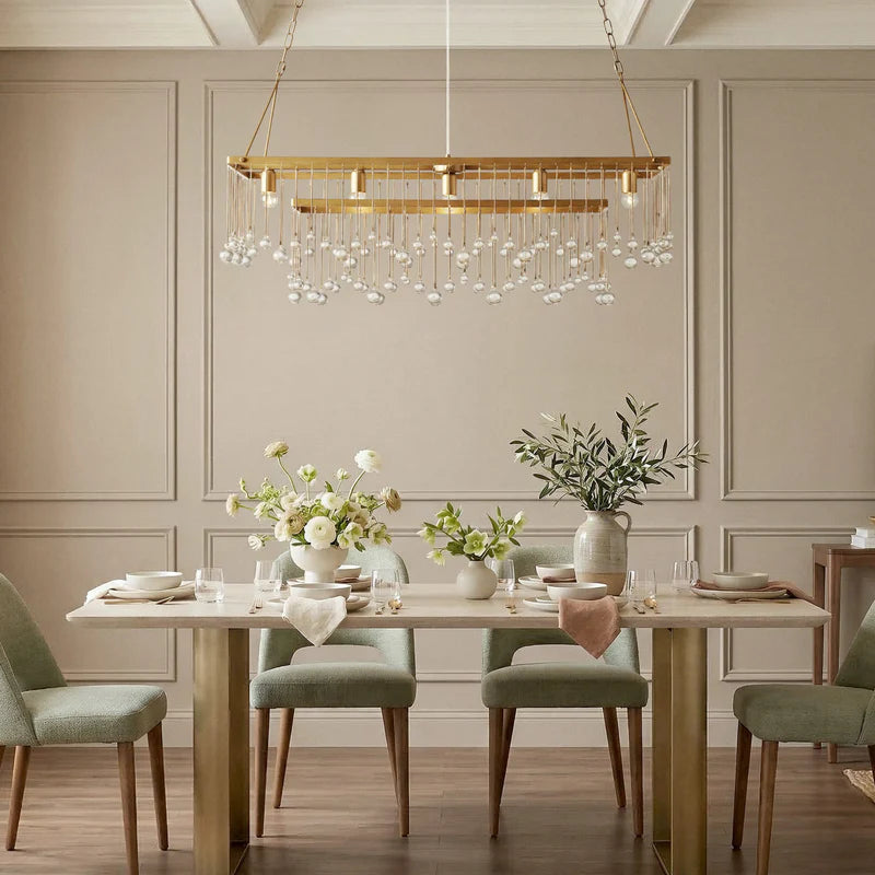 Aubrey Crystal Ball  Rectangular Chandelier 47'' 60''