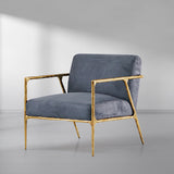 Hand Forged Metal Retro Silver Iron Frame Track Armchair