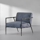 Hand Forged Metal Retro Silver Iron Frame Track Armchair