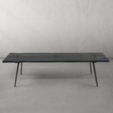 Hand Forged Metal Retro Copper Frame Solid Wood Dining Bench