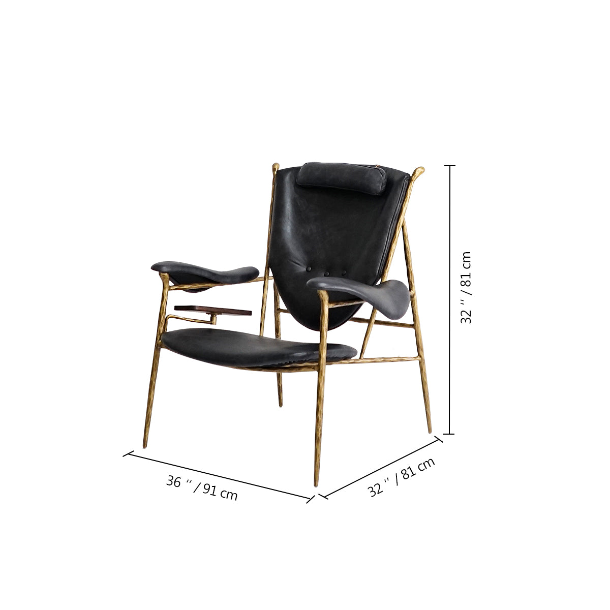 Hand-Forged Metal Enamel Wooden Plate Leather Armchair