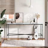 Hand Forged Metal Rectangle Marble Console Table 60" 72"