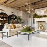 Hand Forged Metal Rectangle Marble Coffee Table