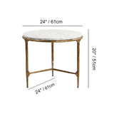 Hand-Forged Metal Marble Round Side Table 3 Leg 24"D
