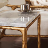 Hand Forged Metal Rectangle Marble Coffee Table