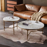 Hand-Forged Metal Marble Round Side Table 3 Leg 24"D