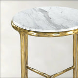 Hand Forged Metal Round Marble Side Table 18" 22"