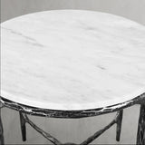 Hand Forged Metal Round Marble Side Table 18" 22"