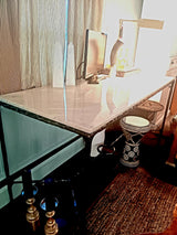 Hand Forged Metal Rectangle Marble Desk