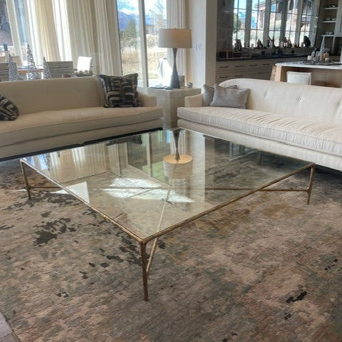 Hand Forged Metal Square Glass Coffee Table