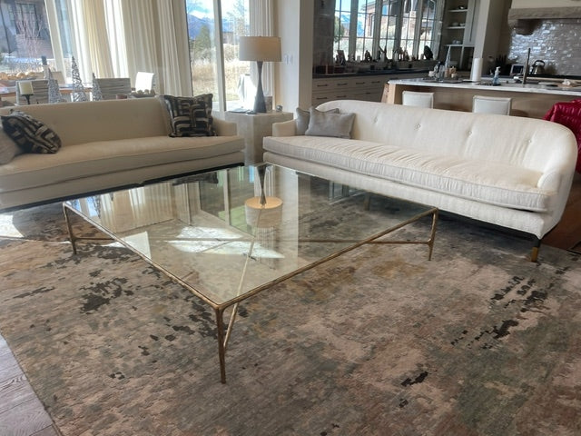 Hand Forged Metal Square Glass Coffee Table