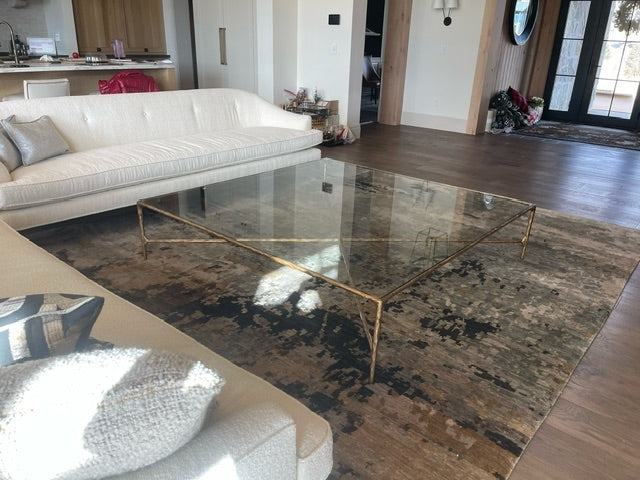 Hand Forged Metal Square Glass Coffee Table