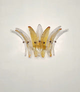 Murano-Style Wall Lamp | 9 Clear Yellow Palmette Glass | Set of 2
