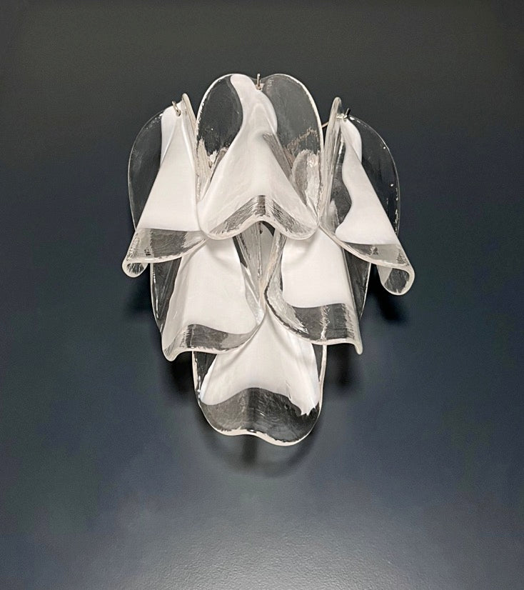 Murano-Style Wall Lamp | 12 Clear White Rondini Glass | Set of 2