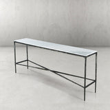 Hand Forged Metal Rectangle Marble Console Table 60" 72"