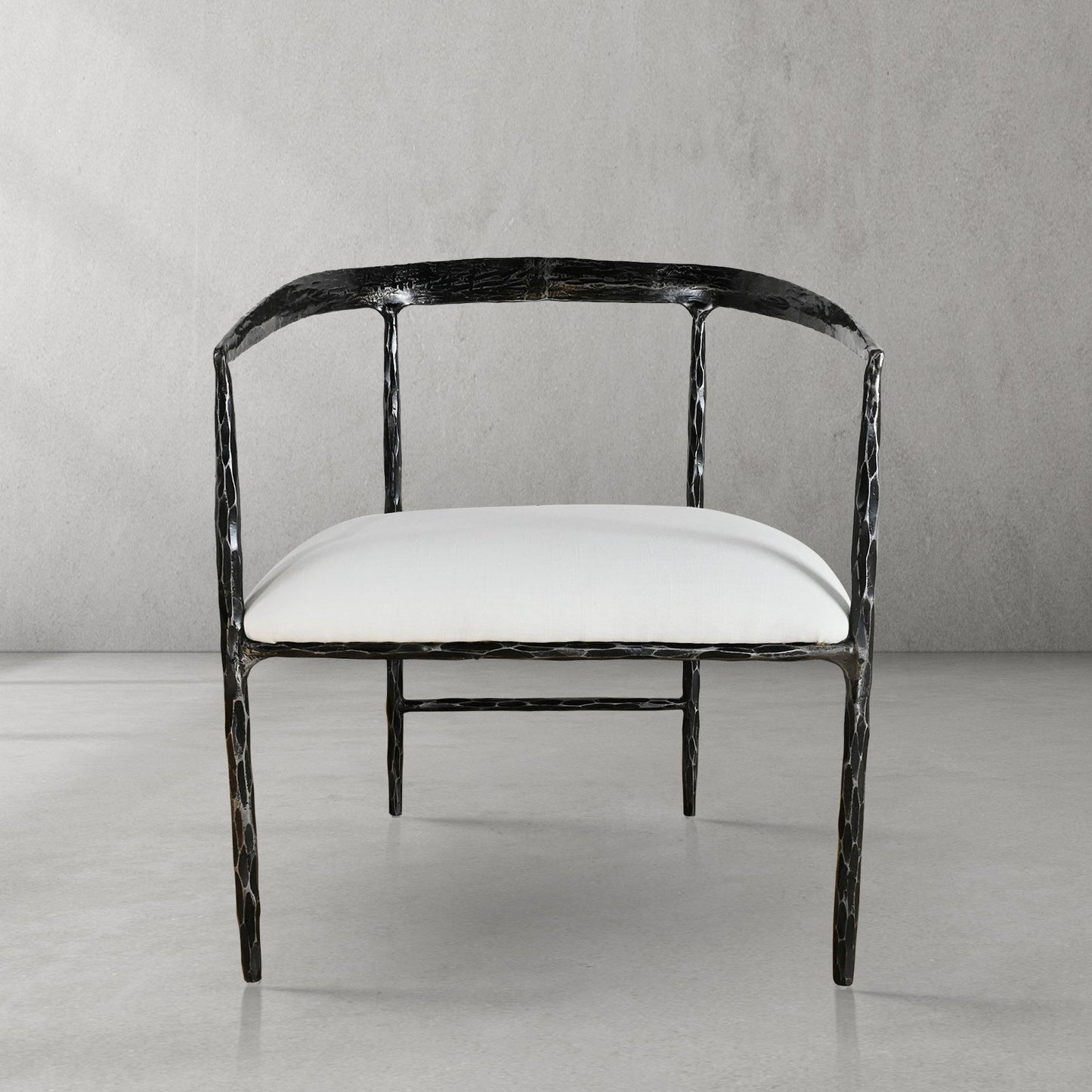 Hand-Forged Metal Curved Chair