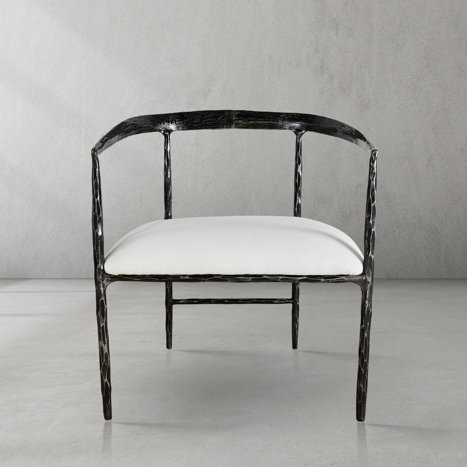 Hand-Forged Metal Curved Chair