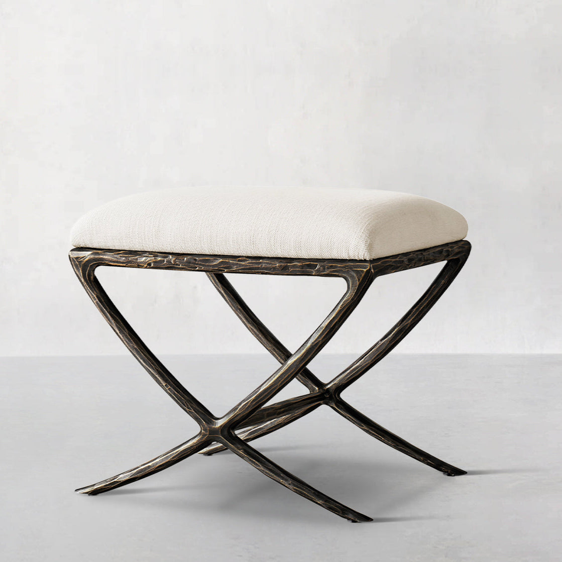 Hand Forged Metal X-base Stool