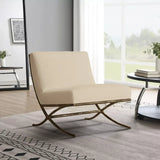 Hand Forged Metal X-base Leather Slipper Chair