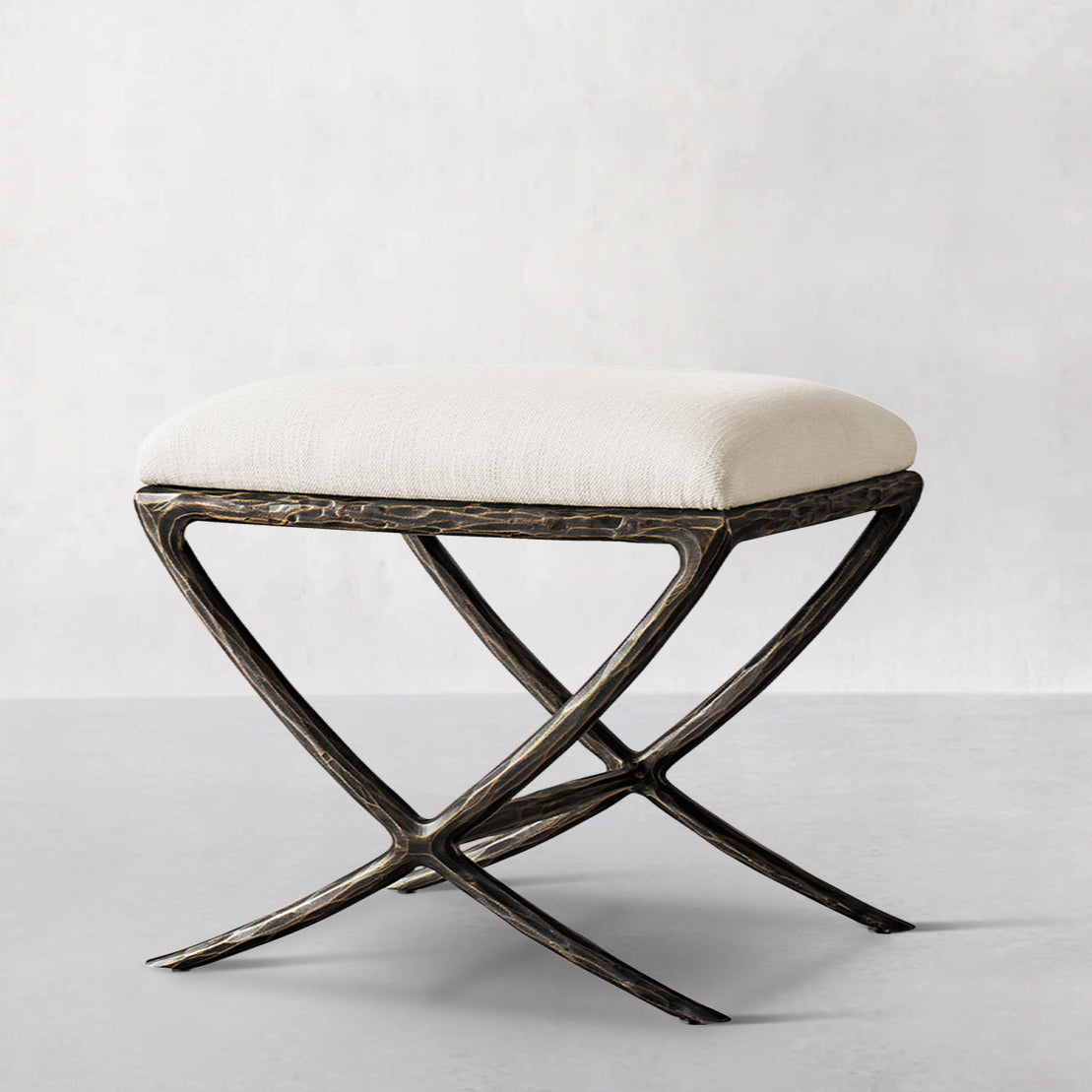 Hand Forged Metal X-base Stool