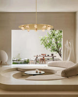 Alabaster Globes LED Disc Pendant Light in Lacquered Brass/Black Stainless Frame